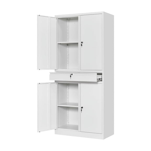 Fesbos Metal Garage Storage Cabinet with Locking Doors and Adjustable Shelves, Tool Storage Cabinet with 1 Drawer - 71" Steel Locking Cabinet for Garage, Warehouse