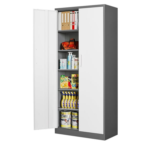 Fesbos Metal Garage Storage Cabinet with 2 Doors and 5 Adjustable Shelves - 71" Steel Lockable File Cabinet,Locking Tool Cabinets for Office,Garage