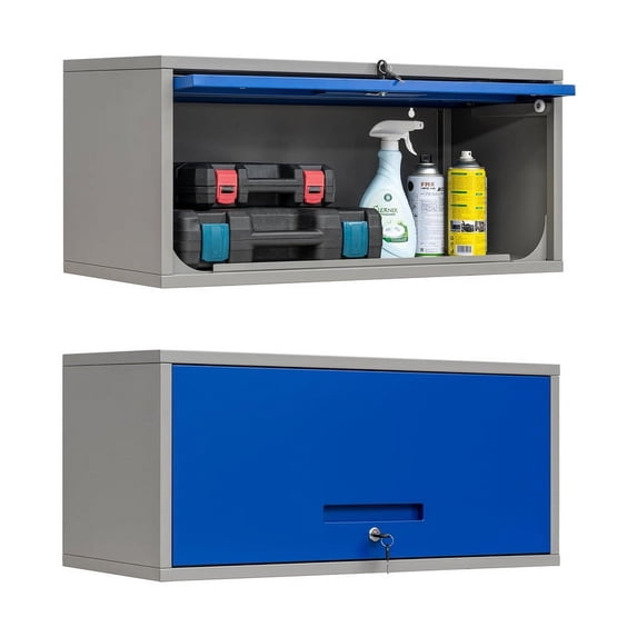 Fesbos Metal Garage Wall Cabinet with Doors, Wall Mounted Metal Storage Cabinet, Floating Garage Tool Cabinet for Garage, Basement, Kitchen, Warehouse