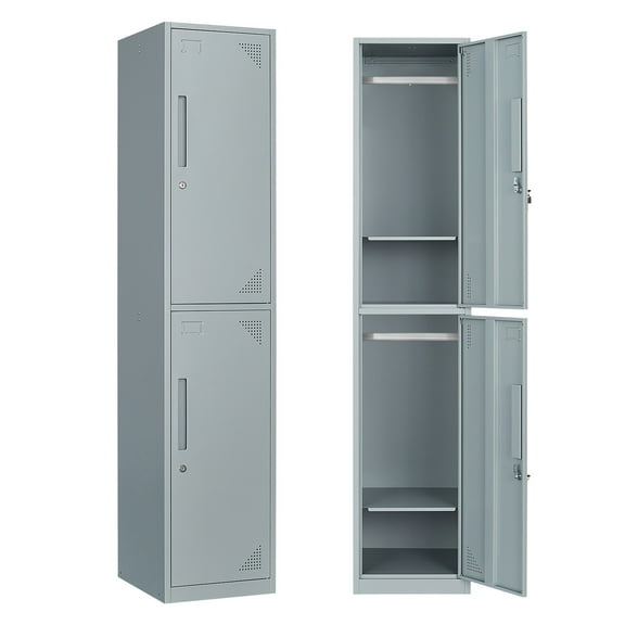 Fesbos Metal Locker 2 Lockable Door,71" Tall Steel Storage Cabinet for School Office Gym Home Employees Staff Sundries Room