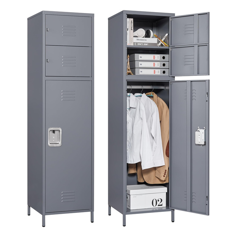 Fesbos Metal Locker Storage with Doors & Shelves Metal Lockers, 71" Lockable Small