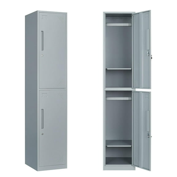 Fesbos Metal Lockers for Employees with Keys, 71" Employees Locker Storage Cabinet with 2 Doors, Tall Steel Storage Locker for Gym, School, Office
