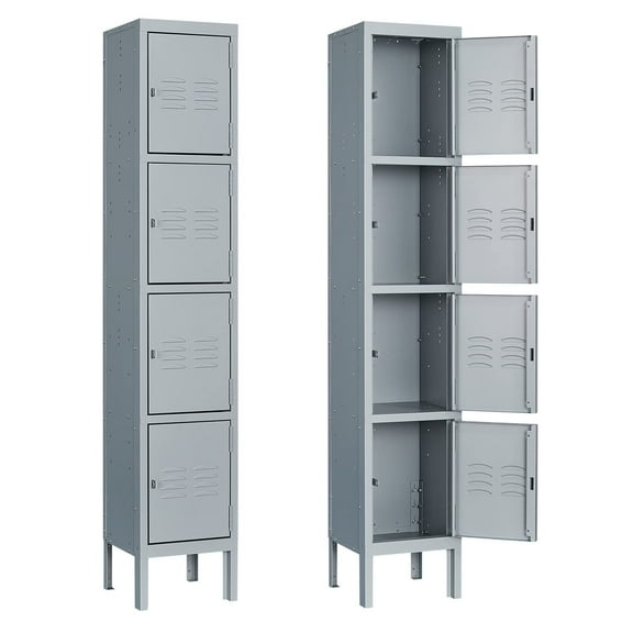 Fesbos Metal Lockers for Employees with Lock, Employees Locker Storage Cabinet with 4 Doors, Tall Steel Storage Locker for Gym, School, Office