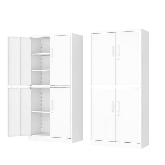 Fesbos Metal Storage Cabinet with 4 Doors and 3 Adjustable Shelves,71" Lockable Garage Tall Steel Lockers,for Home Office,Living Room,Pantry,Gym,Commercial Utility Storage