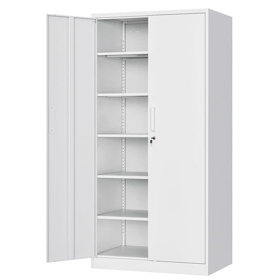 Fesbos Metal Storage Cabinet with Lockable Door,5 Adjustable Shelves - 71" Steel File Tool Organizer Cabinets for Office,Home,Garage,Warehouse,Industrial
