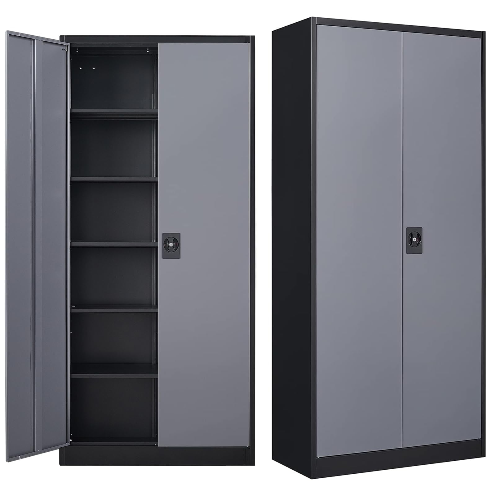 Fesbos Metal Storage with Locking Doors, Black Garage Lockable