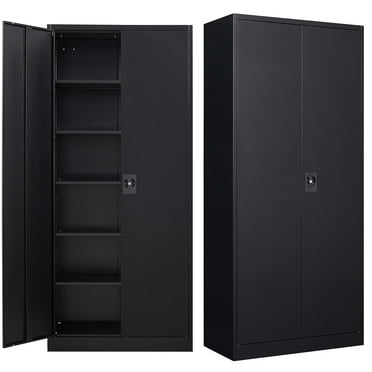 STANI Metal Garage Storage Cabinet with 2 Doors and 4 Adjustable ...