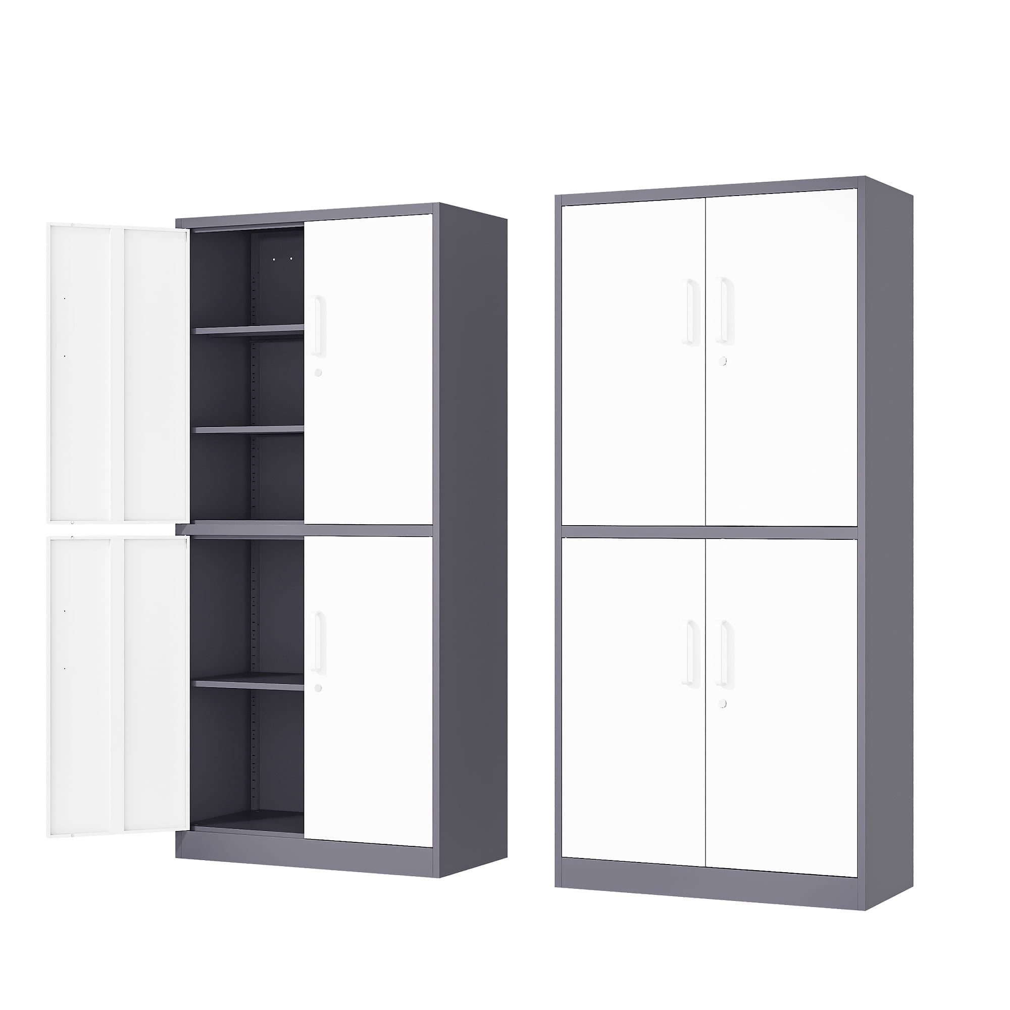 Fesbos Metal Storage Cabinet with Lock Door, Adjustable Shelf Steel Cabinets for Office, Home,Pantry,Kitchen,Garage Utility Cabinet