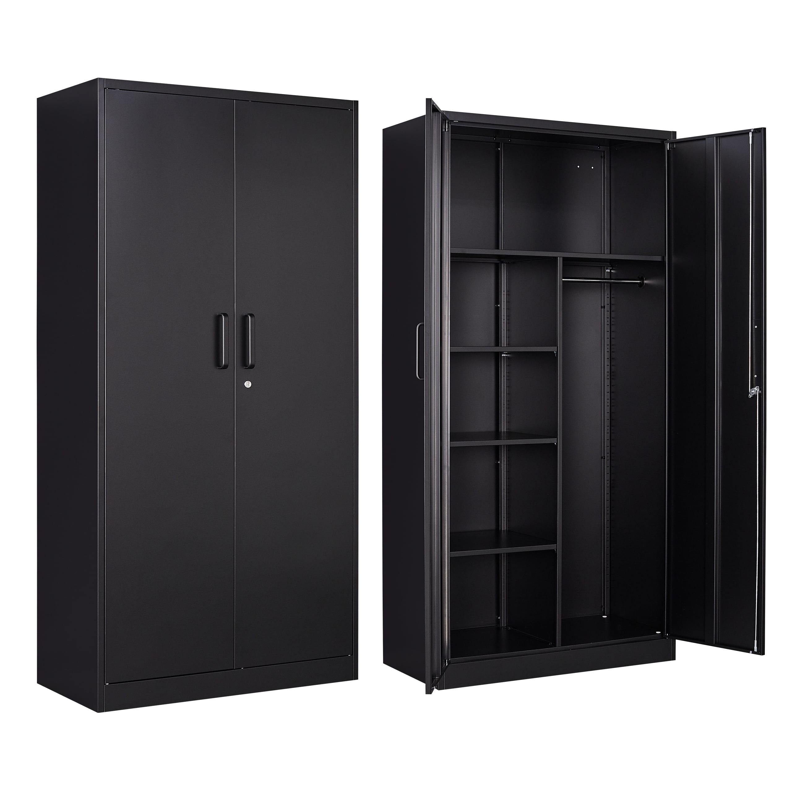 Fesbos Metal Storage Cabinets Lockers with Lock Door 72 Clothing Coat Steel Storage Freestanding Wardrobe for Office Home School