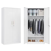 Fesbos Metal Wardrobe Cabinets with Lock, Clothing Locker 72" X 36" X 18" Storage Cabinets for Home Room, Fire Department, Employee,Gym,Government (White)
