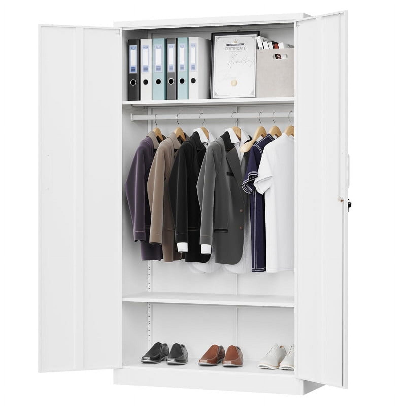 Fesbos Metal Wardrobe Cabinets with Lock,Clothing Locker 72" X 36" X 18" Storage Cabinets for Home Room,Fire Department, Employee,Gym,Government