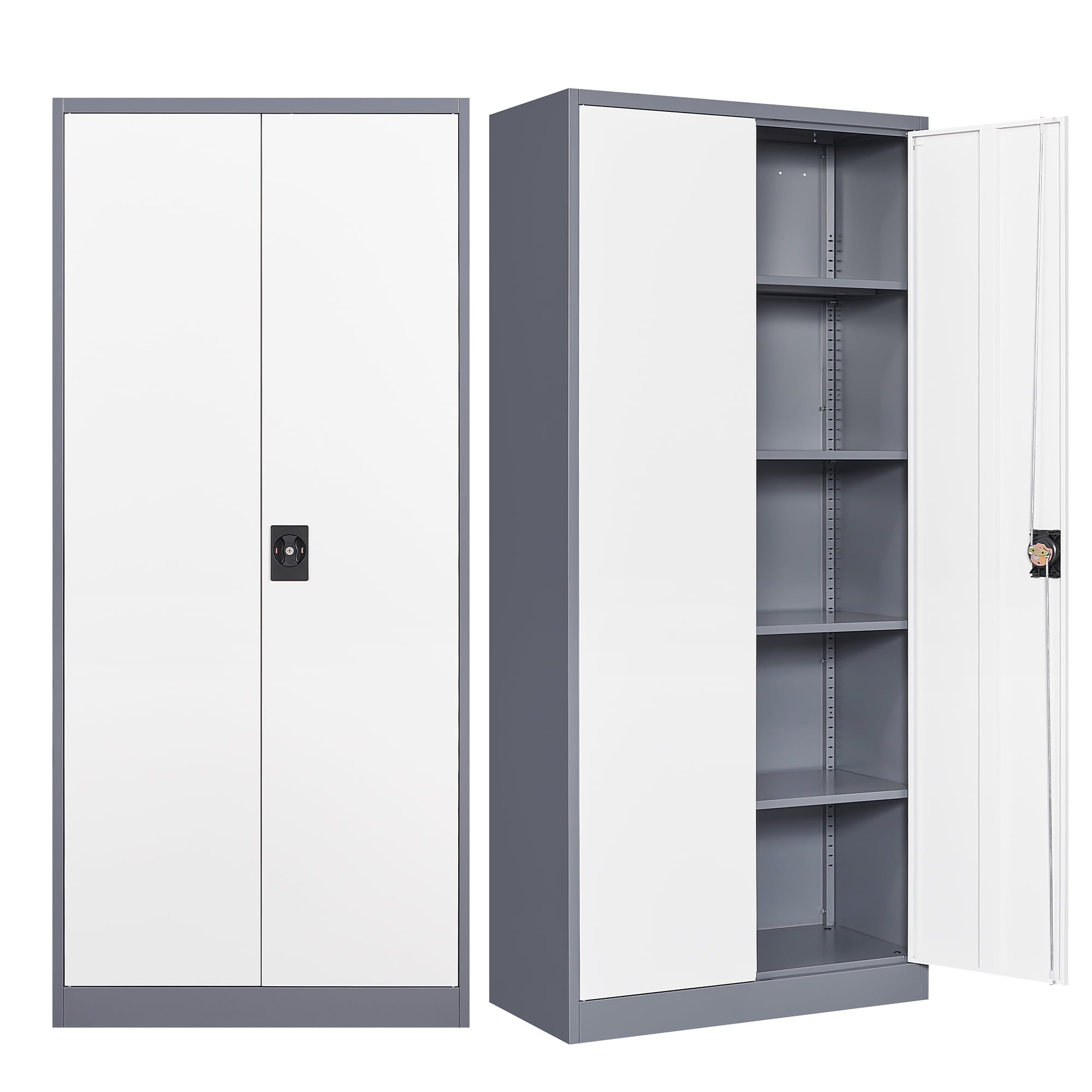 Fesbos Steel Storage Cabinet,Locking Storage Cabinet with 2 Doors and 4 Adjustbale Shelves,71" H Metal Tool Cabinet for Garage, Basement, Home Office