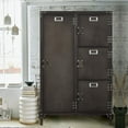 thumbnail image 1 of Fesbos Steel Wardrobe Cabinet Locker, 55.1" H x 17.9" D x 29.5" W Rustic Metal Storage Cabinet with Lockable Doors and Hanging Rod, Industrial Rivet Style, for Living Room, Bedroom, Garage and Club, 1 of 9