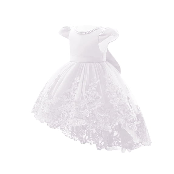 Fesfesfes 1-9 Years Cute Solid Color Dresses for Kids Girls Sleeveless Princess Round Neck Mid Waist Dress for Stylish and Adorable Wear(White,3-4 Years)