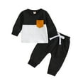 thumbnail image 1 of Fesfesfes 2 Piece Set Toddler Kids Boys Girls Fashion Cute Color Block Long Sleeve Shirts Casual Sweatpants Suit, 1 of 9