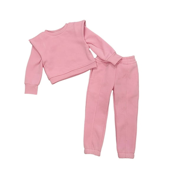 Fesfesfes 2 Piece Set Toddler Kids Girls Tracksuits Set Solid Color Crewneck Long Sleeve Sweatshirts Elastic Waistband Pants Two Piece On Sale