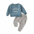 thumbnail image 1 of Fesfesfes 2 Piece Set Winter Girls Boys Cotton Crew Neck Long Sleeve Letter Print Casual Sweater Trousers Set On Sale, 1 of 9