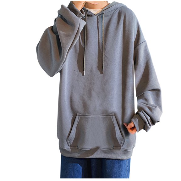 Fesfesfes 2022 New Hooded Tops for Men Casual Solid Color Hooded Tops Loose Blouse Sweatshirt With Pockets Under $10