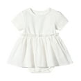 thumbnail image 1 of Fesfesfes New Summer Solid Color Round Neck Dress for Baby 0-2 Years Short Sleeve Fashion Romper Dress for Stylish and Casual Wear(White,9 Months), 1 of 1