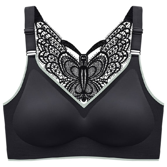 Fesfesfes 3-Pack Bras for Women Sport Bras Wirefree Underwears Bras Sports Base Vest Style Home Lingerie Back Hollow Lace Butterfly Pattern Tank Tops with Built in Bras