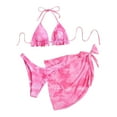 thumbnail image 1 of Fesfesfes 3 Piece Set Swimsuits for Women Tie-dye Halter Bikini Sarongs Cover Up Swimwear Swimsuit Beach, 1 of 6