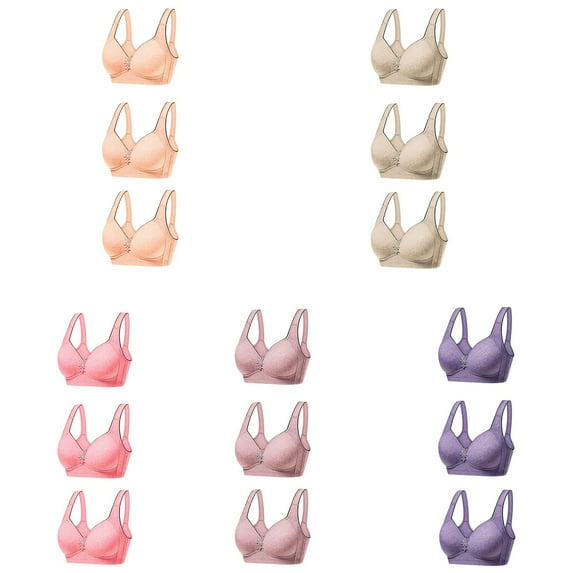 Fesfesfes 3PC Women's Tank Full Cup Comfortable And Breathable Underwear Bra Wire-Free Bra