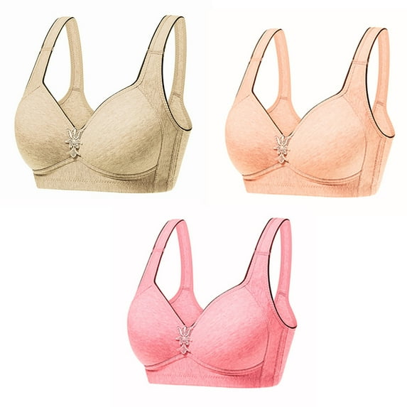 Fesfesfes 3PC Women's Tank Full Cup Comfortable And Breathable Underwear Bra Wire-Free Bra