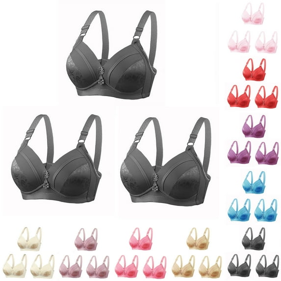 Fesfesfes 3Pack Bras for Women Wireless Womens Bras Casual Plus Size Underwear Everyday Bralette Bras