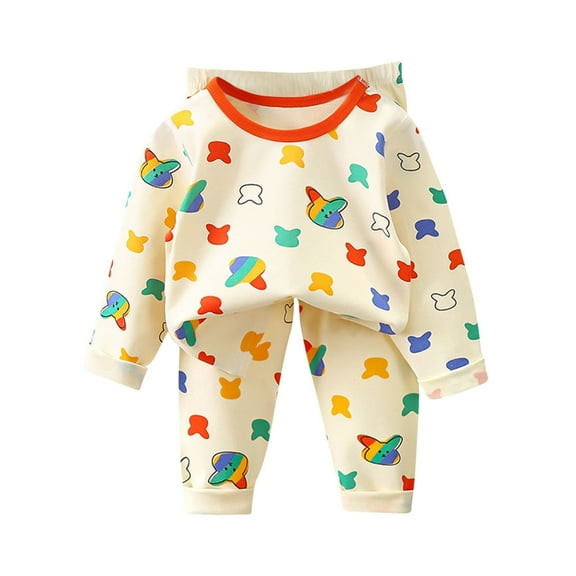 Fesfesfes 3T Boy and Girl Outfits Clothes Fall Set Boys and Girls 2 Piece Set Loungwear Clothes Sleepwear Class A Set Newborn Underwear Thin Set