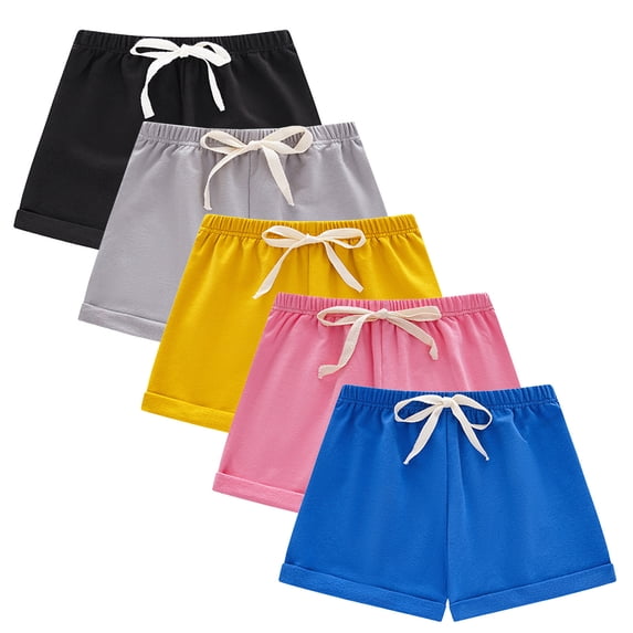 Fesfesfes 5 Pack Kids Solid Color Cute Summer Shorts,Fashion Lightweight Toddler Leisure Shorts Comfortable Bottoms For Boys Girls 1 Year to 9 Year,For Party Holiday Family