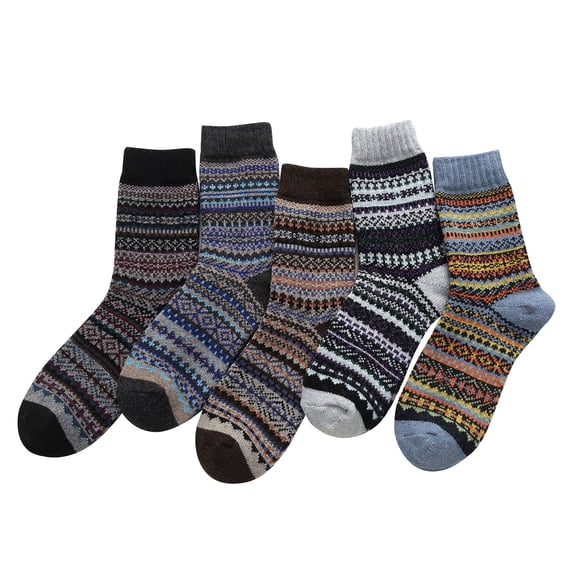 Fesfesfes 5 Pairs Socks for Womens Socks Vintage Winter Soft Warm Cold Knit Wool Socks