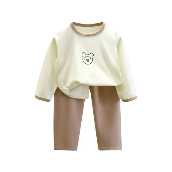 Fesfesfes Toddler Boy and Girl Sweaters Toddler Baby Kids Winter Boys Girls Solid Color Print Long Sleeved Thickening Home Wear Clothes Suit