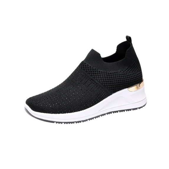 Fesfesfes All-Season Teen Girls Shoes Loose Comfy Knitted Shoes Anti-Slip Sole Casual Mesh Breathable Women's Sports Mesh Thick Bottom Shoes US:7.5(40)