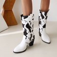 thumbnail image 1 of Fesfesfes Ankle Boots for Women Color Block Pointed Toe Thick High-heeled Mid-tube Milk 7(39), 1 of 6