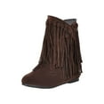 thumbnail image 1 of Fesfesfes Ankle Boots for Women Mid Heel Pointed Toe Slip-on Shoes Warm Boots Soild Tassel Retro Shoes Cowgirl 9.5(43), 1 of 7