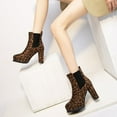 thumbnail image 1 of Fesfesfes Ankle Boots for Women Round Leopard Print And Winter Thick Heel Low Sleeve Fashion Women 6.5(38), 1 of 7