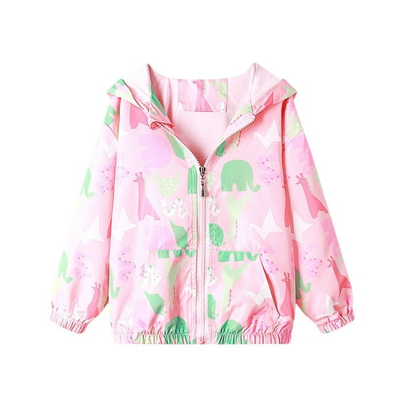Fesfesfes Athletic Jackets Long Sleeve Shirts Blouse Printed Coat Childrens Hooded Zippered Jackets Loose Coat