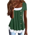 thumbnail image 1 of Fesfesfes Athletic Shirts Womens Summer Casual Solid Color Round Neck Short Sleeve Tops Loose Blouses Short Sleeve Athletic Shirt Women 12(XXL), 1 of 6