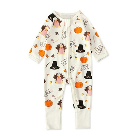 Fesfesfes Baby Bodysuit Fall Fall Boys And Girls Long Sleeve Halloween Pumpkin One-piece Romper Infant Onesie