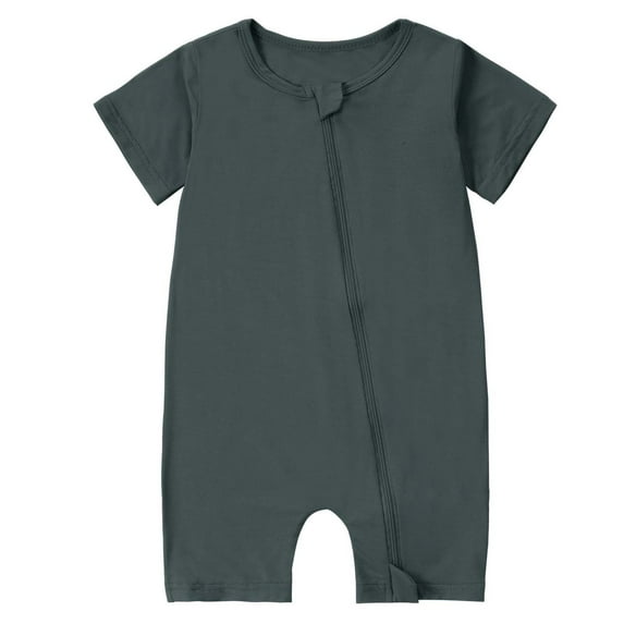 Fesfesfes Baby Bodysuit Short Sleeve Zipper Romper Soft Breathable 1 Piece Outfit Comfortable Toddler Clothes for Boys Girls Casual Wear Home Wear Holiday Playwear(Dark Gray,0-3 Months)