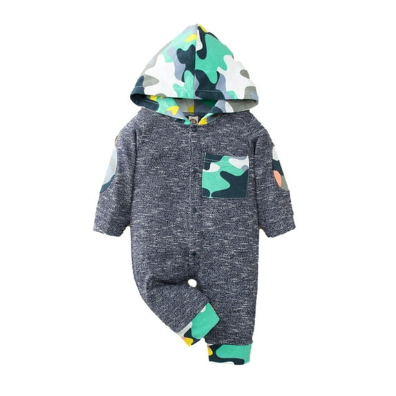 Fesfesfes Baby Bodysuit Toddler Kid Boys Cute Camouflage Print Cotton Comfortable Romper Hoodie Jumpsuit Infant Onesie