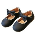 thumbnail image 1 of Fesfesfes Baby Bow Princess Leather Shoes Spring Soft Sole Walking Shoes for Toddlers,Cute Closed Toe Dress Shoes for Party/School(Black#1,5-6 Years), 1 of 9