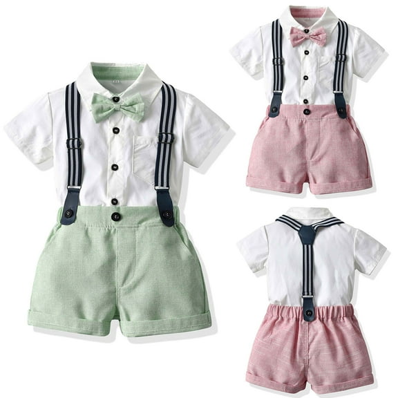 Fesfesfes Toddler Outfits Boys Short Sleeve Tops Shorts Suit Outfit For Baby Toldders Shirts Photography Performance Set