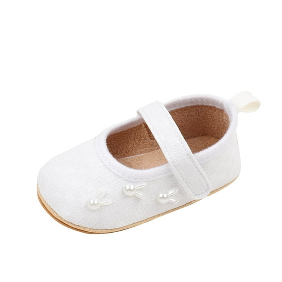 Fesfesfes Baby Boy Girl Shoes Cute Pearl Non Slip Sneakers Breathable Lightweight Toddler First Walking Shoes Soft Soled Toddler Shoes(White#1,6-9 Months)