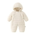 thumbnail image 1 of Fesfesfes Baby Boys Girls Winter Warm Thick Hooded Romper Jumpsuit Zipper Long Sleeve 1 Piece Padded Toddler Snowsuit Outfit 0 to 24 Months(Beige#2,6-9 Months), 1 of 8