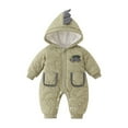 thumbnail image 1 of Fesfesfes Baby Boys Girls Winter Warm Thick Hooded Romper Jumpsuit Zipper Long Sleeve 1 Piece Padded Toddler Snowsuit Outfit 0 to 24 Months(Green,6-9 Months), 1 of 9