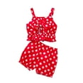 thumbnail image 1 of Fesfesfes Baby Clothing Toddler Girls Sleeveless Polka Dot Bow Shirt Shorts 2pc Outfit Set, 1 of 9