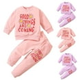 thumbnail image 1 of Fesfesfes Baby Girl Clothes Outfits Girls Letter Flower Sweater Set Toddler Fashion Two-piece Set, 1 of 5