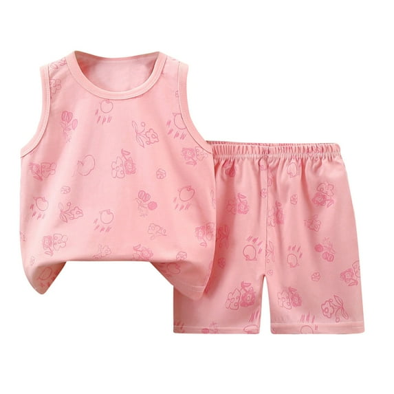 Fesfesfes Baby Girl Outfits Girls Summer Shorts Set Summer Short Sleeve Girls Printed Cotton T-Shirt Summer Shorts Two Piece Set for Boys