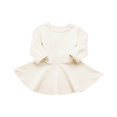 thumbnail image 1 of Fesfesfes Baby Girls Long Sleeve Ruffle Hem Dress Round Neck Soft Cotton Blend Casual Outfit for Fall Spring Daily Wear Ages 3 Months-3 Years, 1 of 5